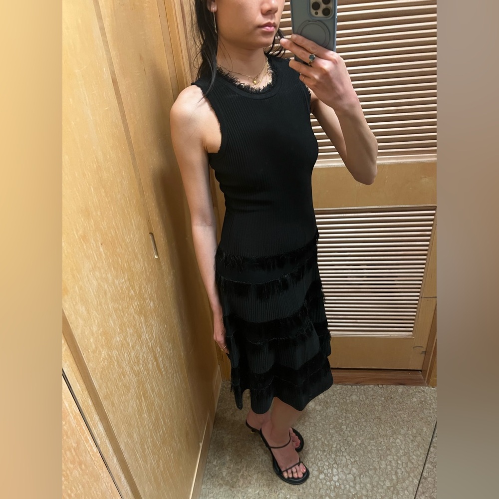 Black Fringe Knit Dress